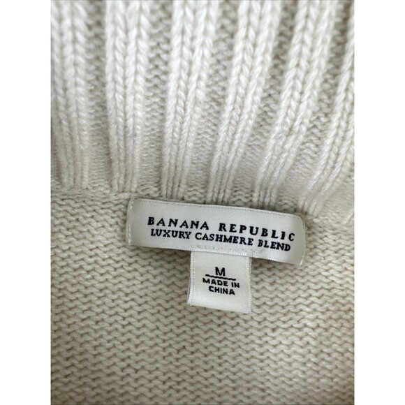 Banana Republic Luxury Cashmere Blend Sweater Cardigan Button Collar Women Med - Picture 7 of 12